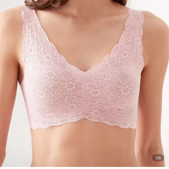 None Other - Lace Bralette in Soft Pink